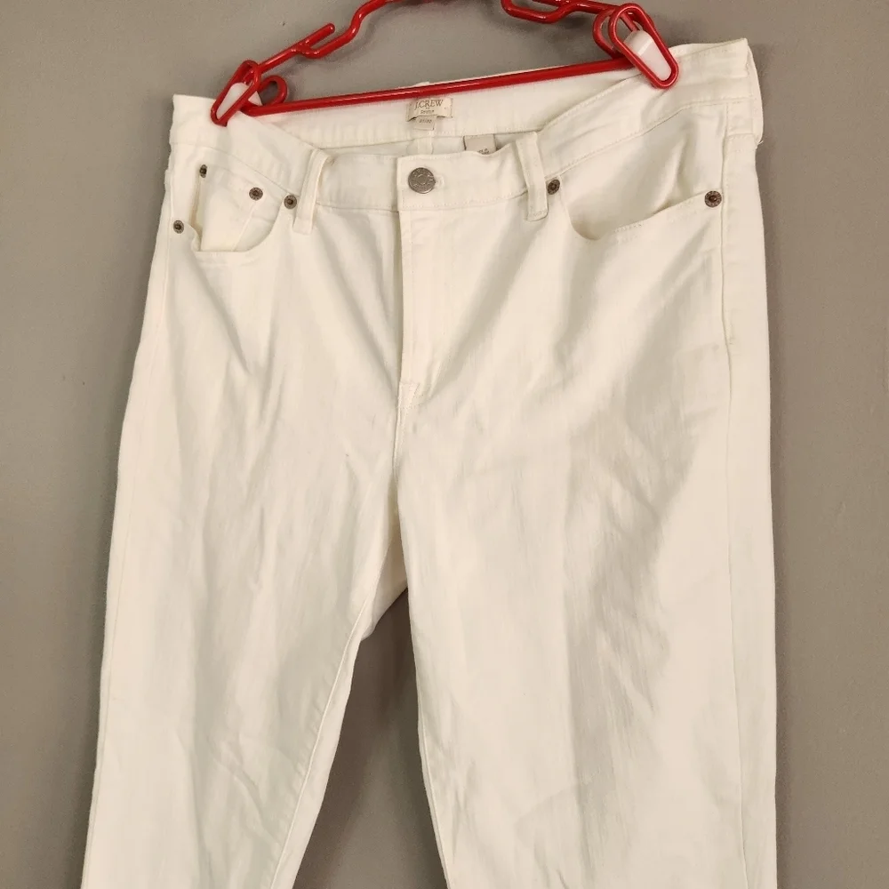 J. Crew Womens White Stretch Full-length Jeans Size 31 x 30 NWT 90% cotton